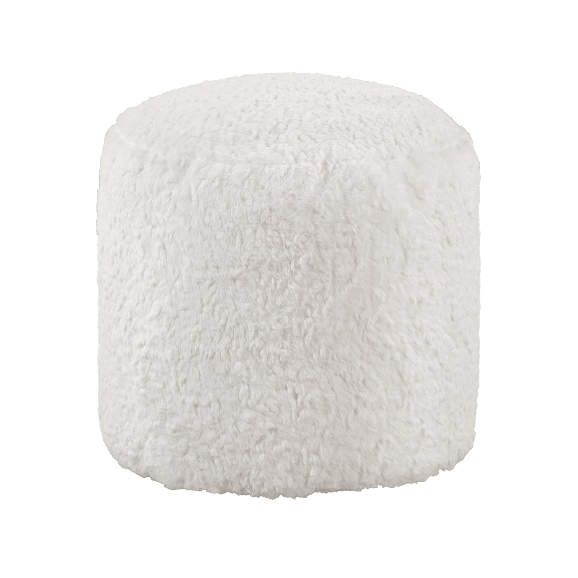 White fluffy round ottoman for living room or bedroom