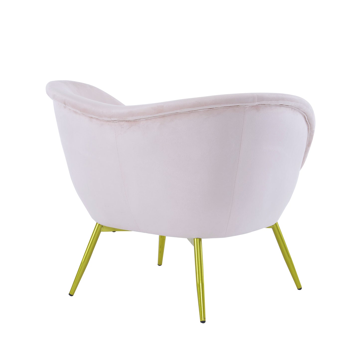 Pale pink velvet accent chair with gold tapered legs modern accent seating