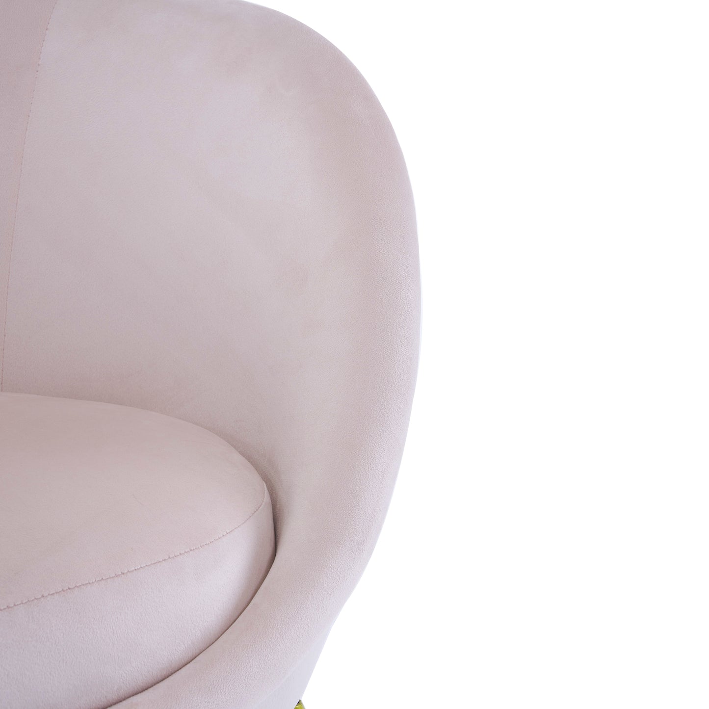 Closeup of a plush beige armchair seat cushion with subtle stitching