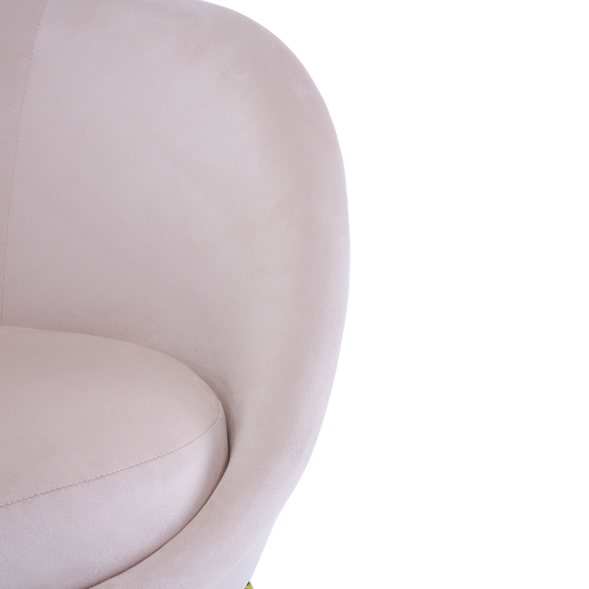Closeup of a plush beige armchair seat cushion with subtle stitching