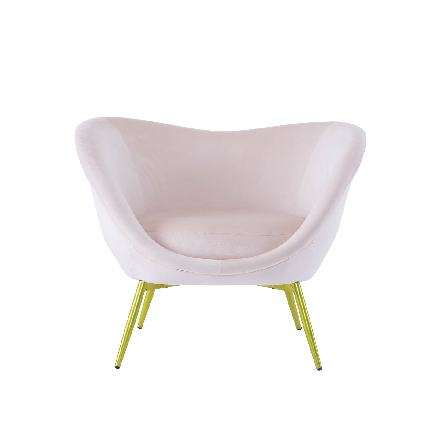 Elegant pink velvet accent chair with gold tapered legs