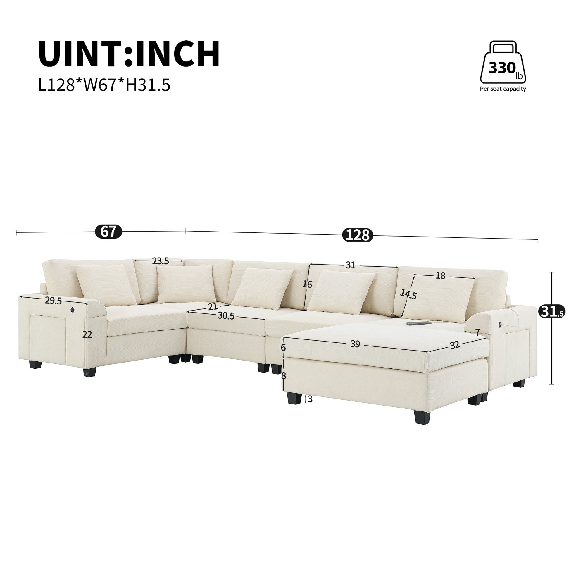 Cream linen sectional sofa with chaise perfect for modern living rooms