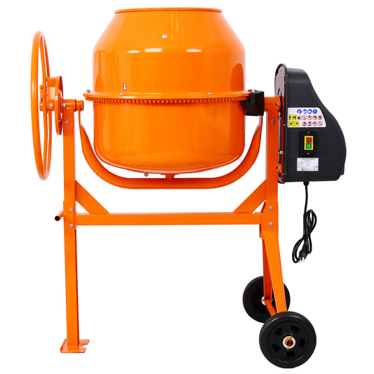 TREATLIFE HOME Efficient Concrete Mixing with 5 Cu. Ft Electric Cement Mixer, Powerful 650W Motor for Mortar, Stucco, and Fodder, Orange