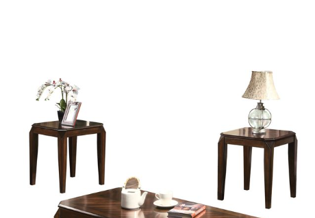 Dark wood accent table with orchid and photo frame