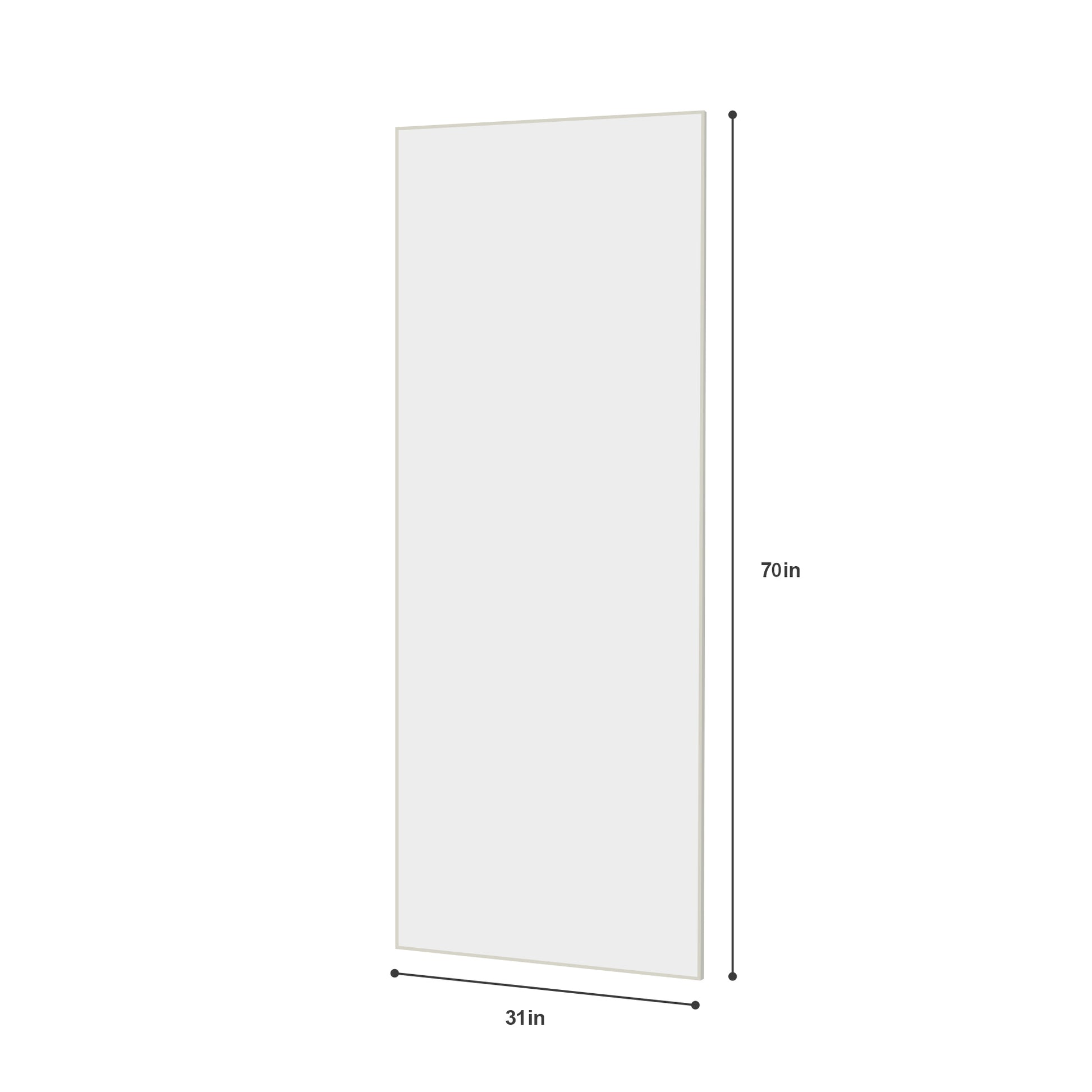 Rectangular white fulllength mirror with a slim silver frame  inches tall