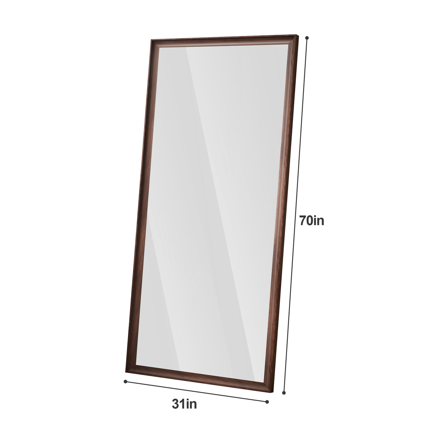 Tall dark wood framed floor mirror  inches high perfect for bedrooms