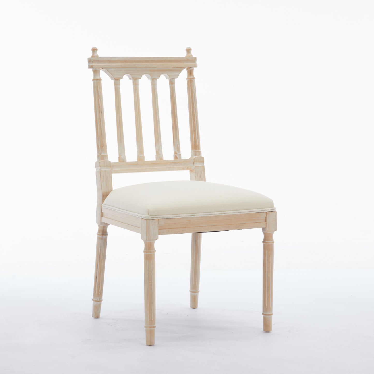 Light wood dining chair with upholstered seat