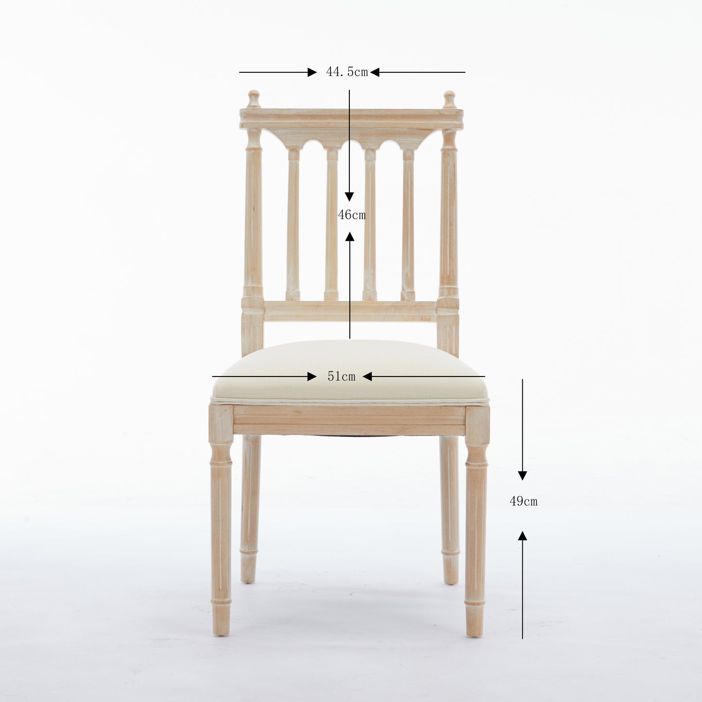 Light wood dining chair with cushioned seat and slatted back for elegant kitchens