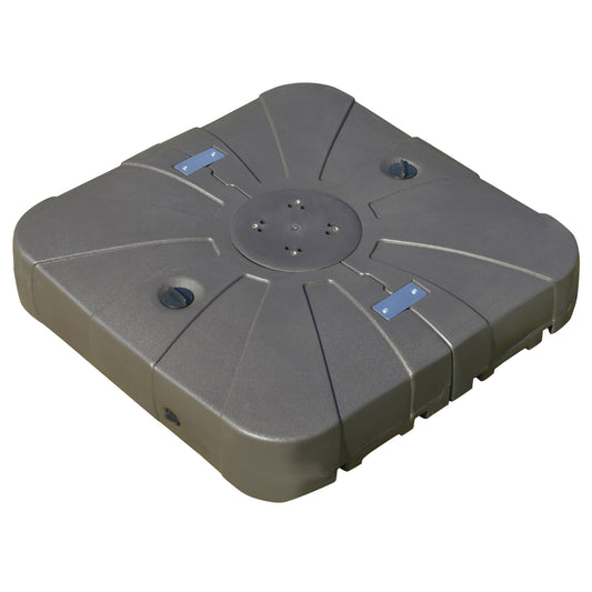 Dark gray square umbrella base made of durable plastic for outdoor stability