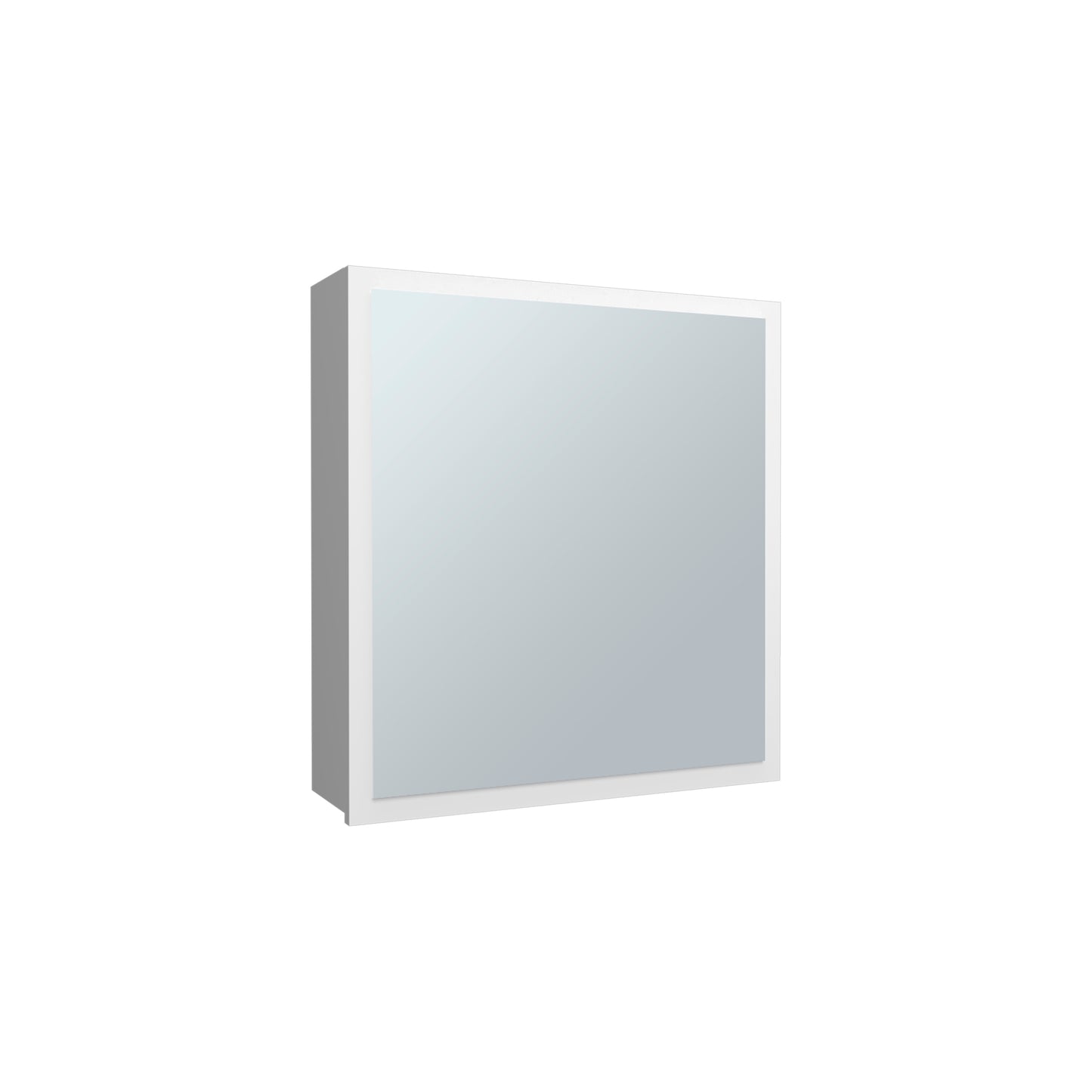 Modern white bathroom medicine cabinet with mirrored door