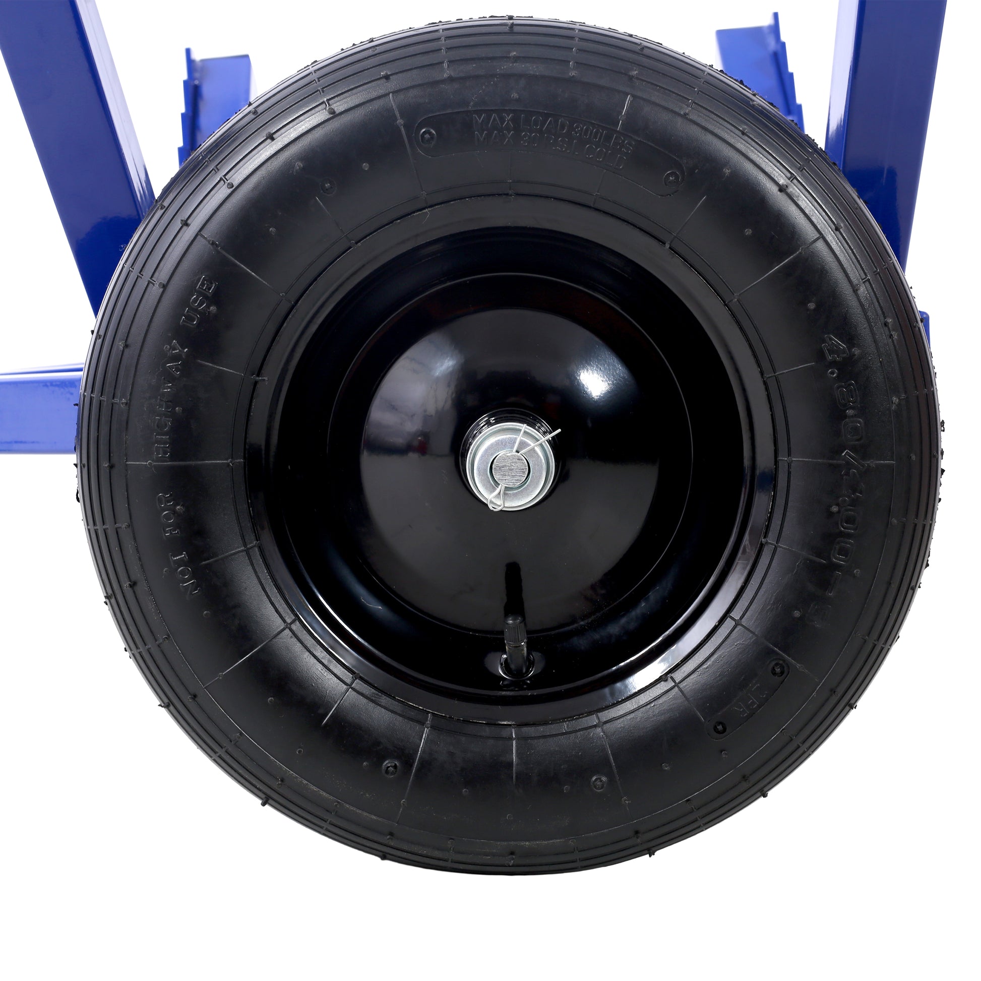 Heavy duty pneumatic wheel  size with ribbed tread for traction
