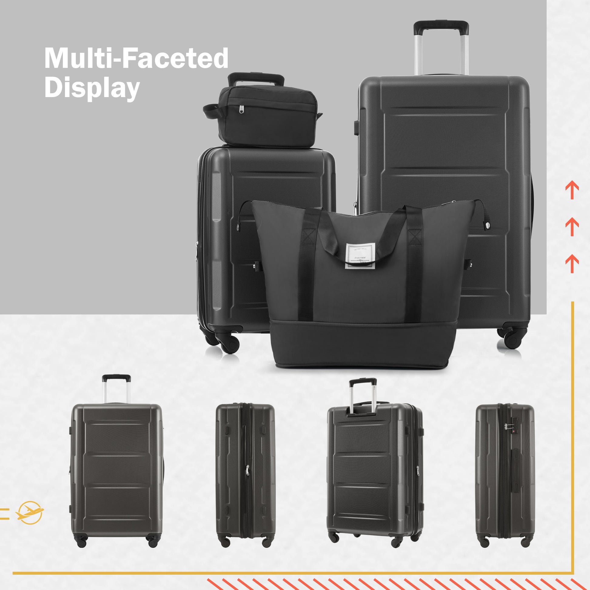 Black hardside spinner suitcase with TSA lock ideal for travel