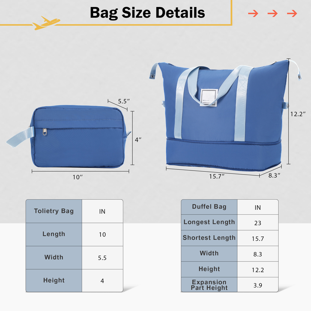 Blue toiletry bag with zipper and handle dimensions xx inches