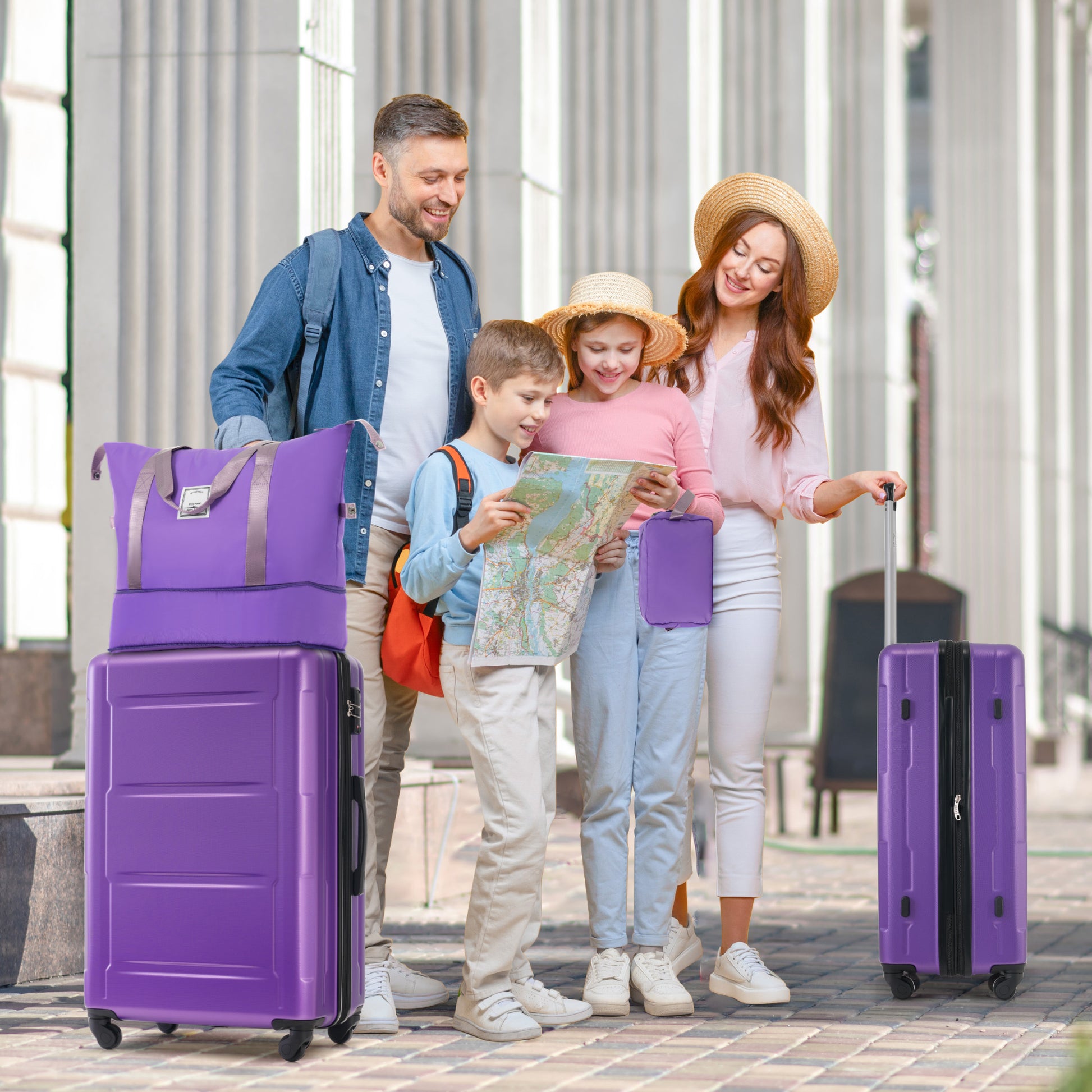 Purple hard shell suitcase with TSA lock perfect for travel