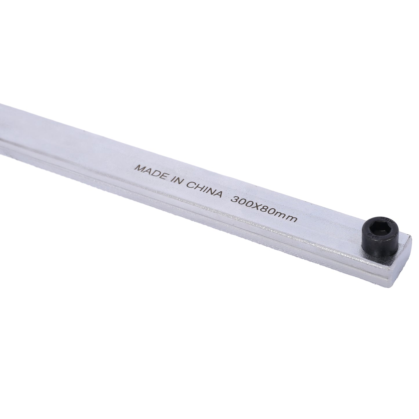 Chrome plated steel ruler xmm with hex bolt detail