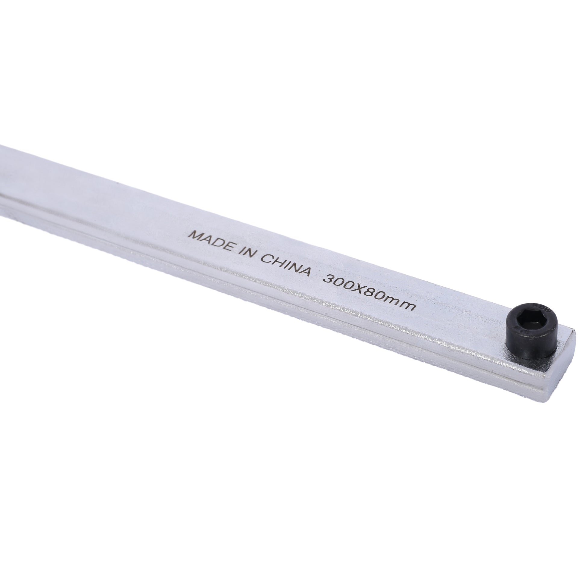 Chrome plated steel ruler xmm with hex bolt detail