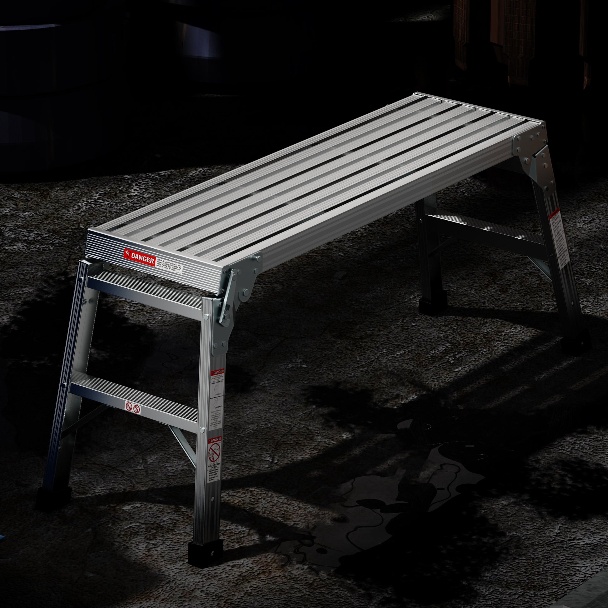Compact aluminum work platform for easy setup and transport