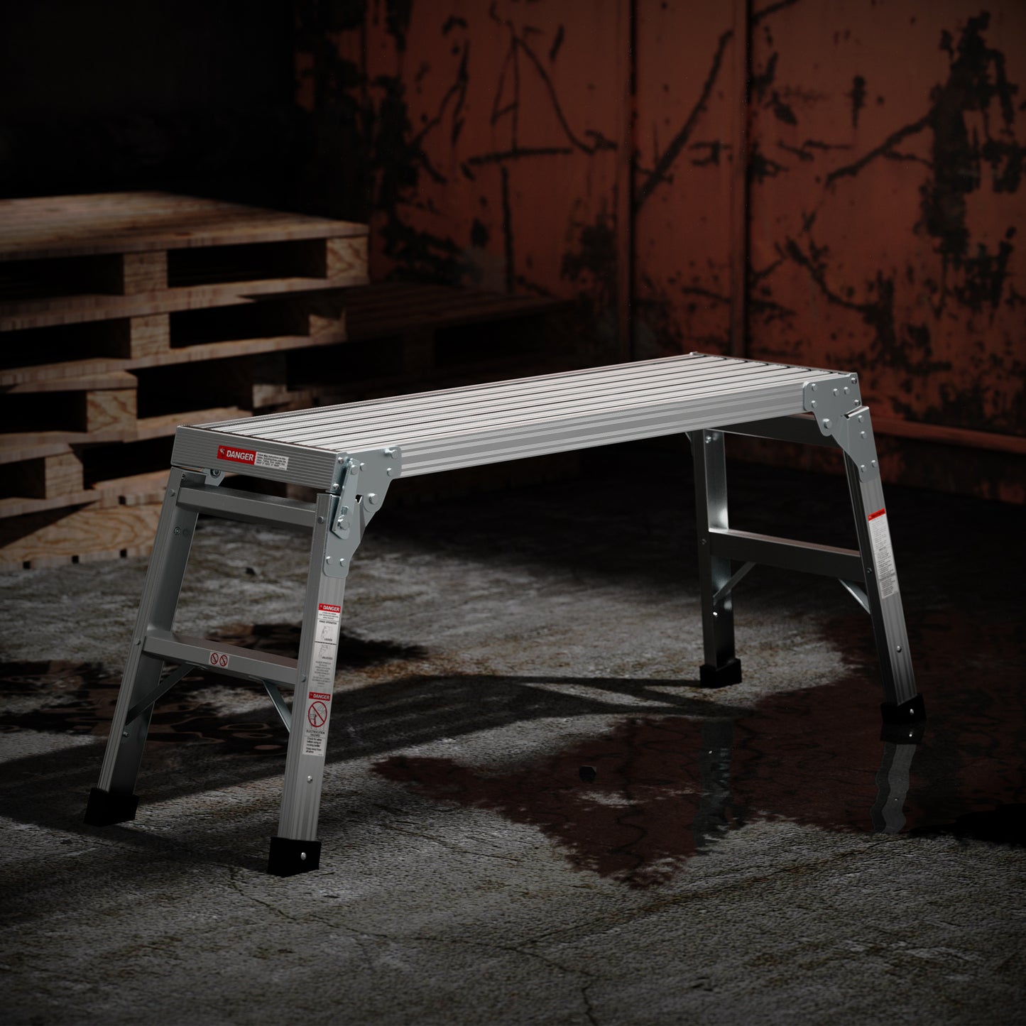 Aluminum platform step stool with nonslip treads ideal for quick access tasks
