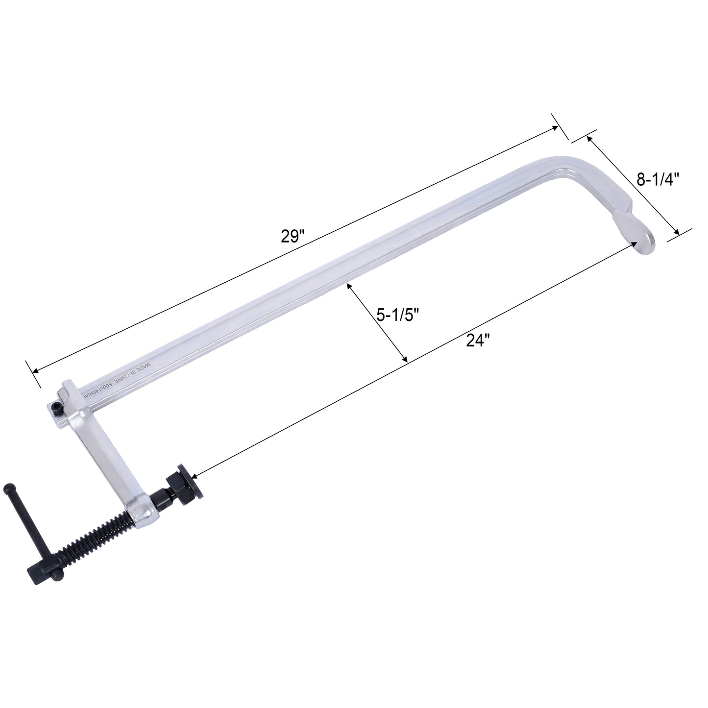 inch aluminum Fclamp with a  inch throat for woodworking projects