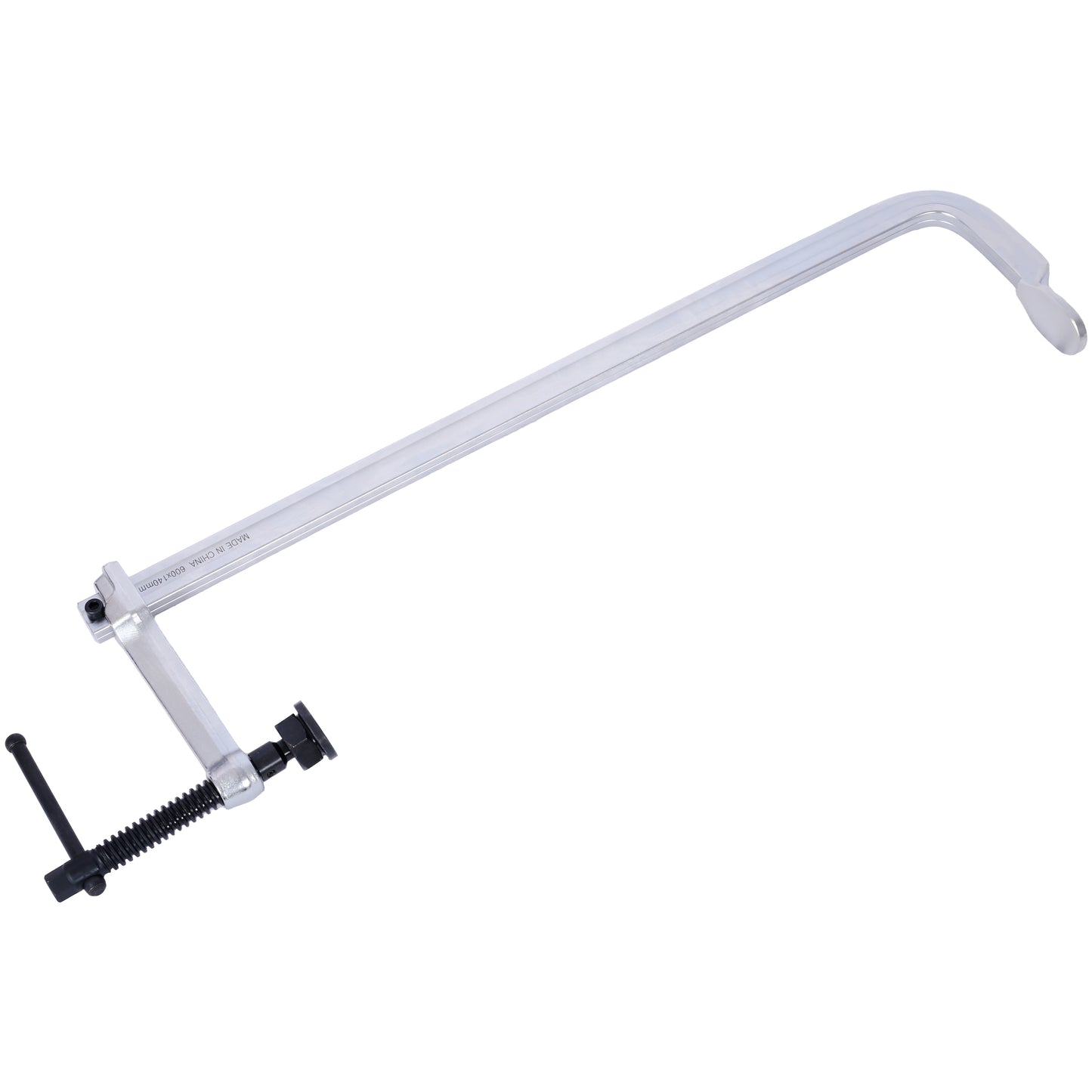 Silver Cclamp with black screw handle for woodworking applications