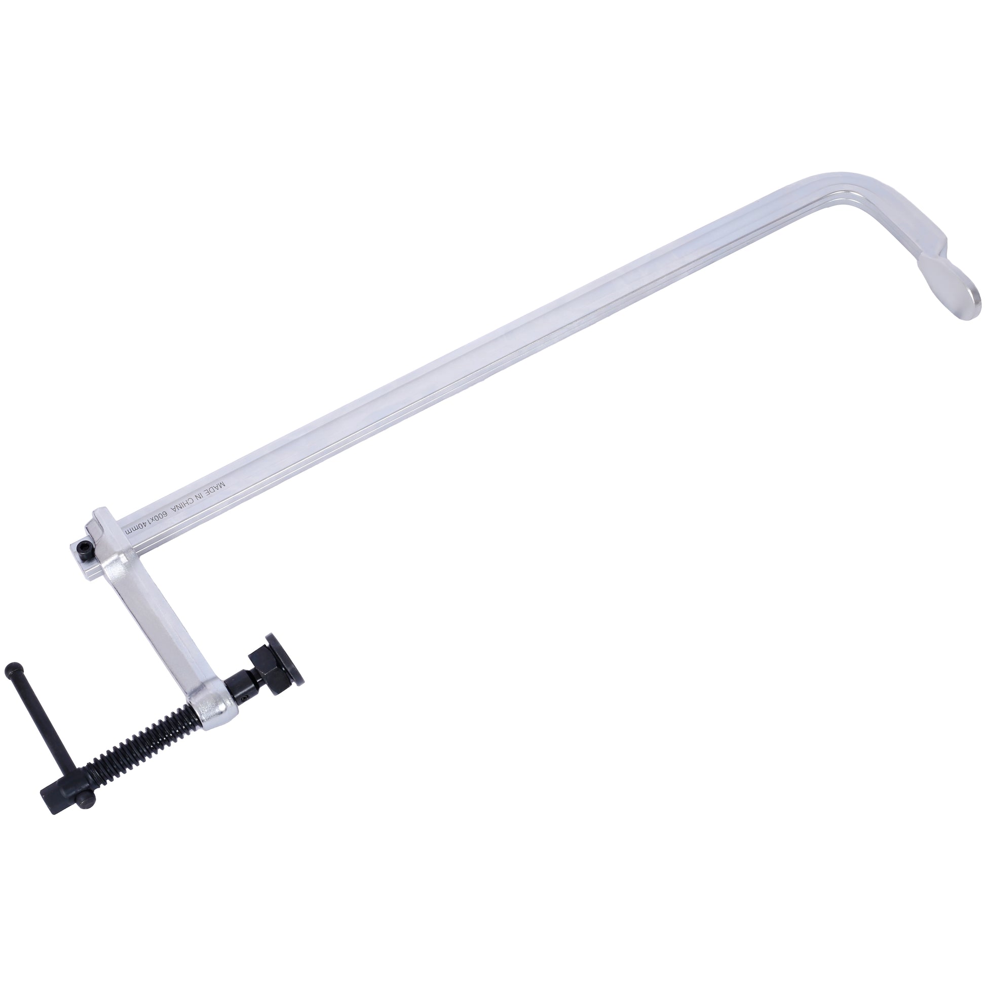 Silver Cclamp with black screw handle for woodworking applications