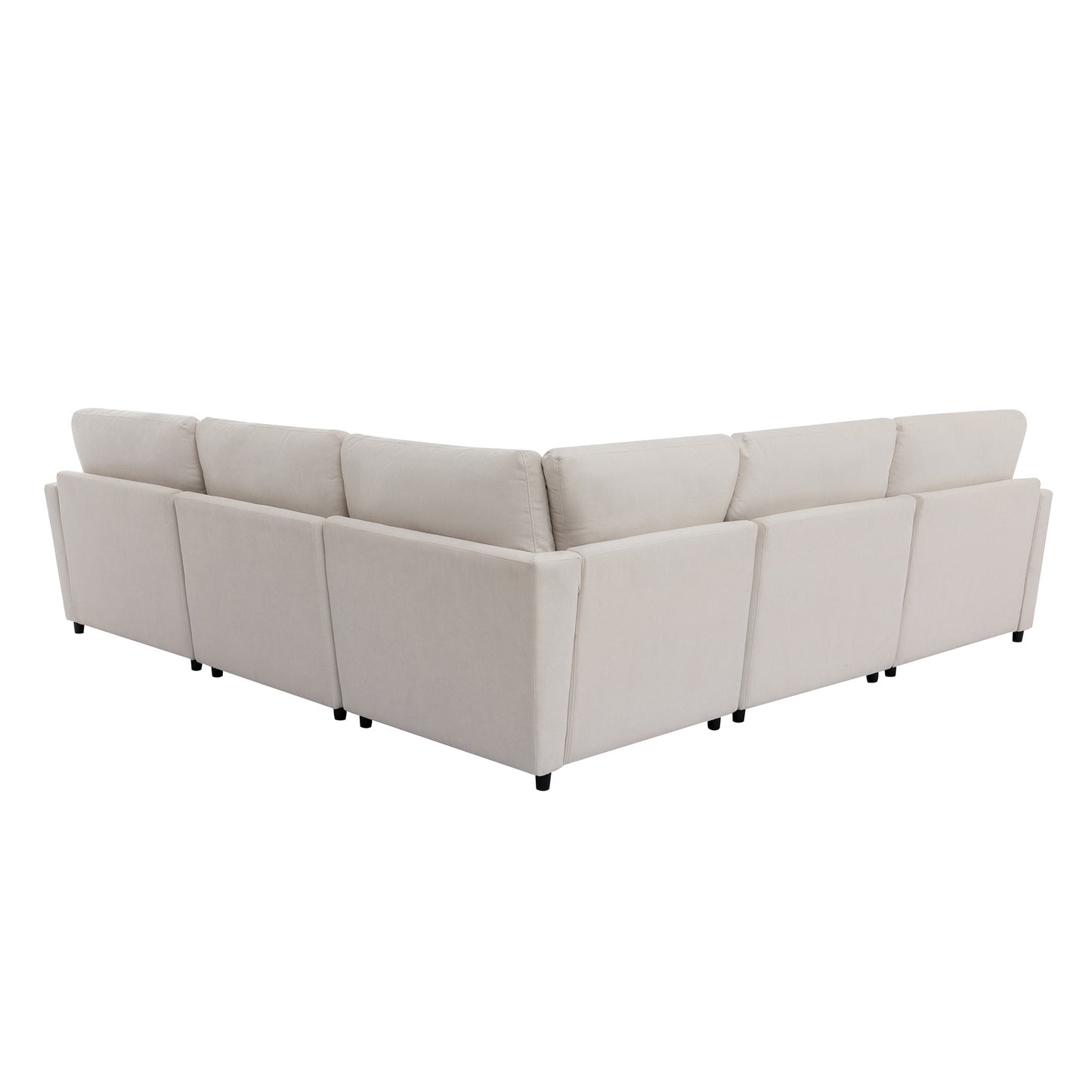 Cream fabric sectional sofa lowprofile design modern living room furniture