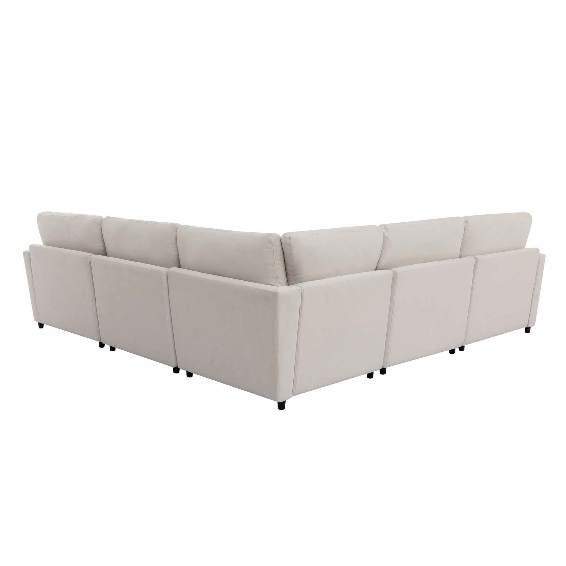 Cream fabric sectional sofa lowprofile design modern living room furniture