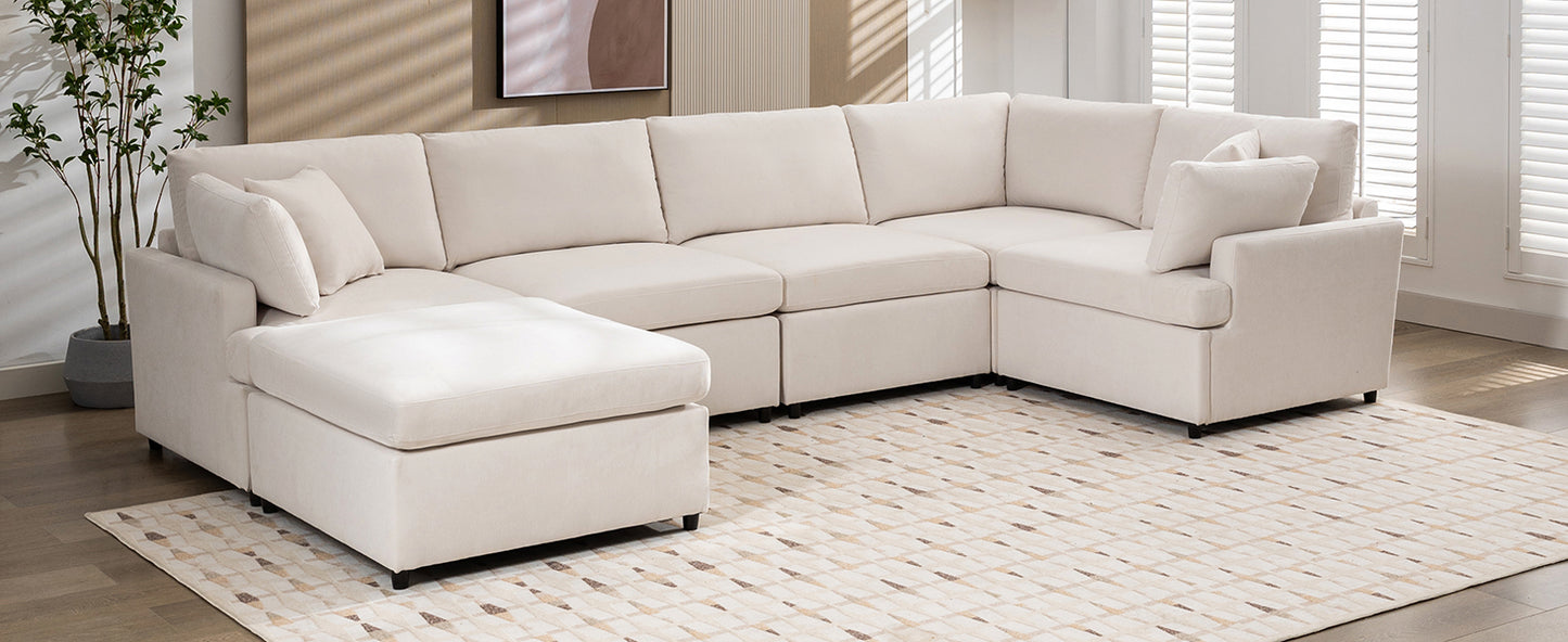 Plush cream sectional sofa with chaise lounge perfect for a modern living room