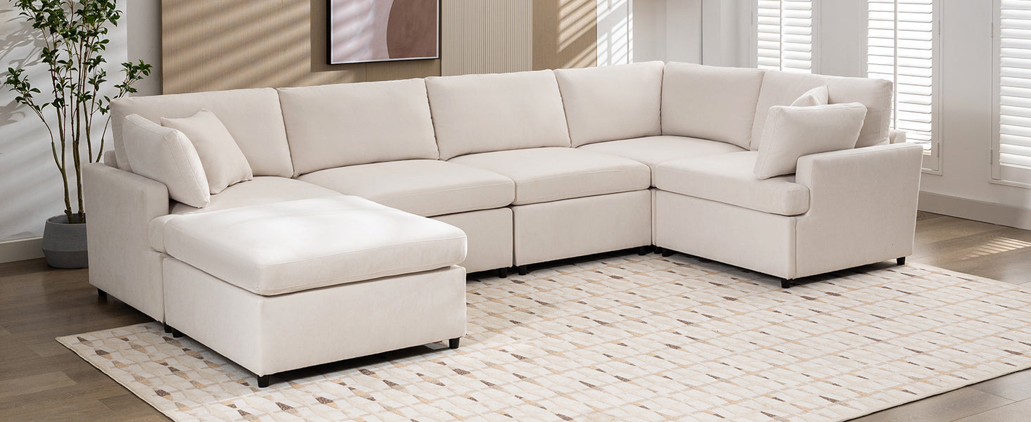 Plush cream sectional sofa with chaise lounge perfect for a modern living room