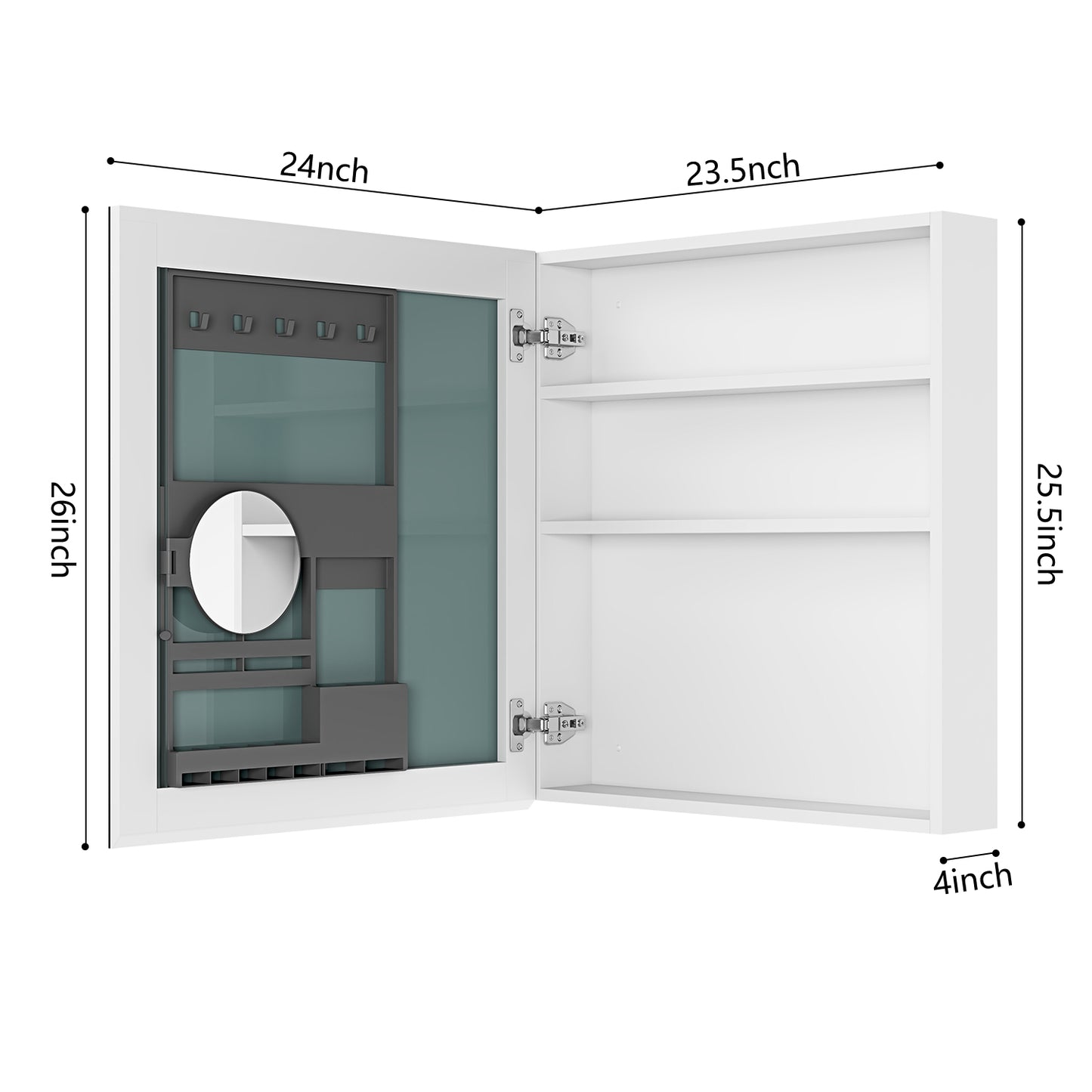 White medicine cabinet with mirrored door x inches  inch depth