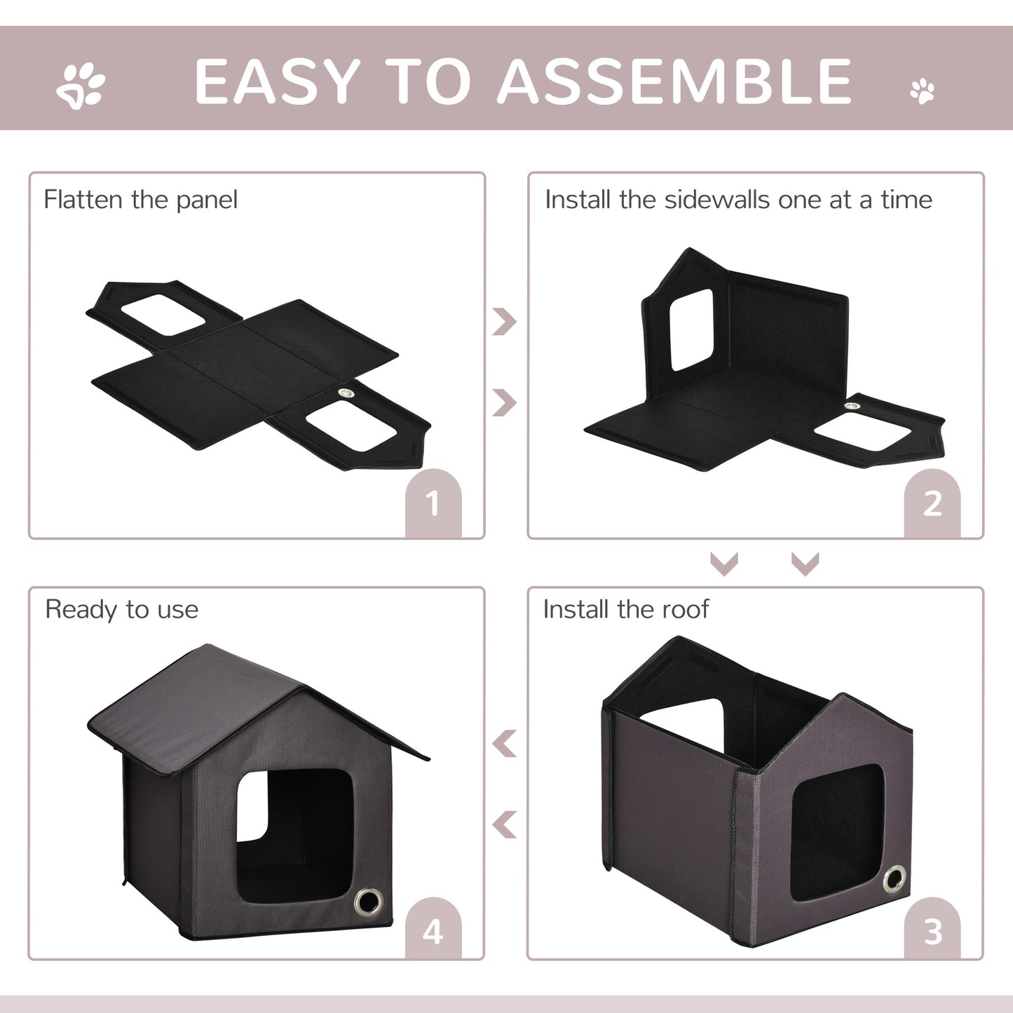 Collapsible pet house panel laid flat ready for assembly