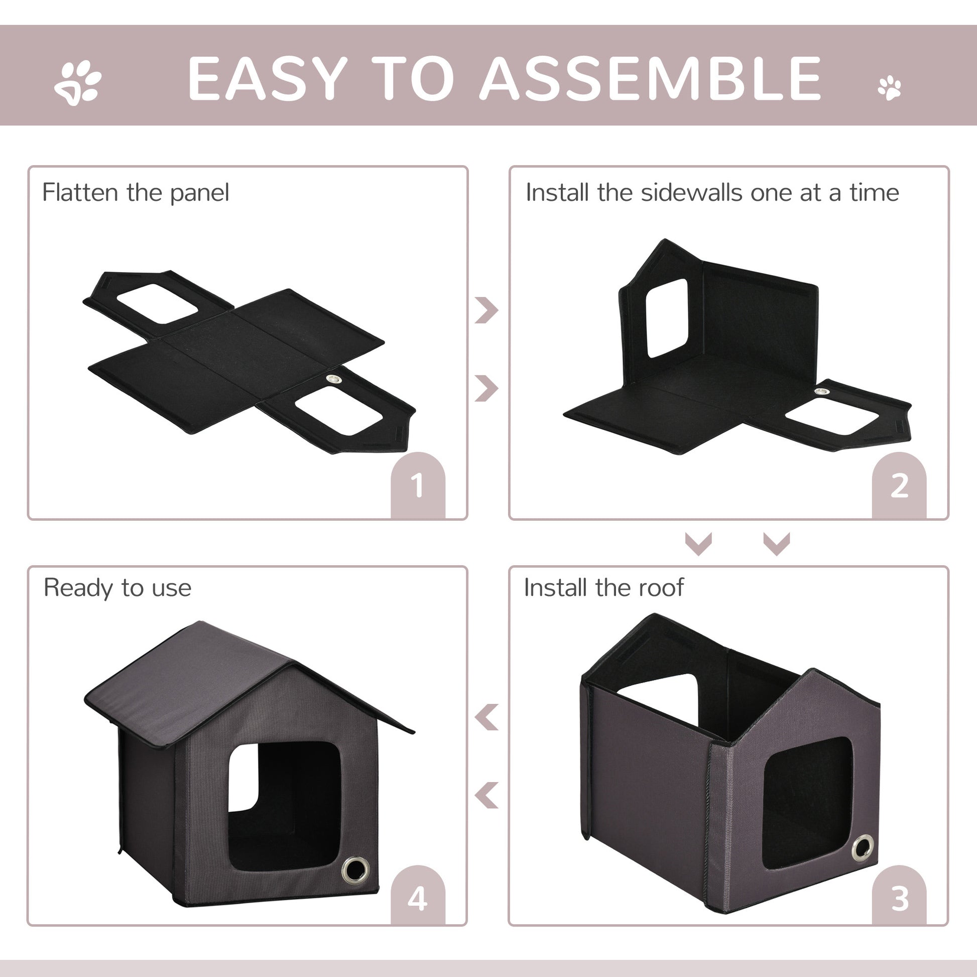 Collapsible pet house panel laid flat ready for assembly