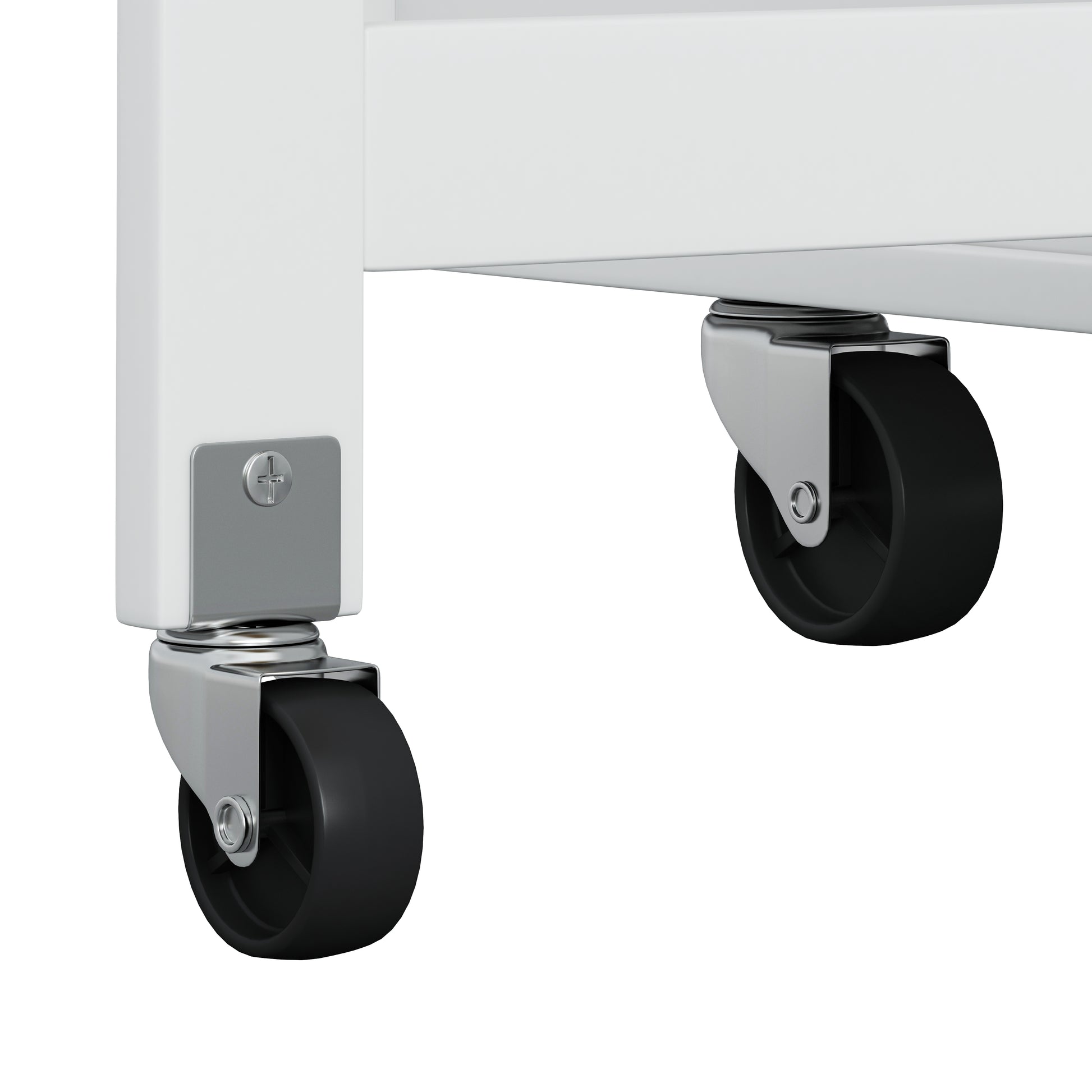 Heavyduty black casters with metal mounts for rolling furniture