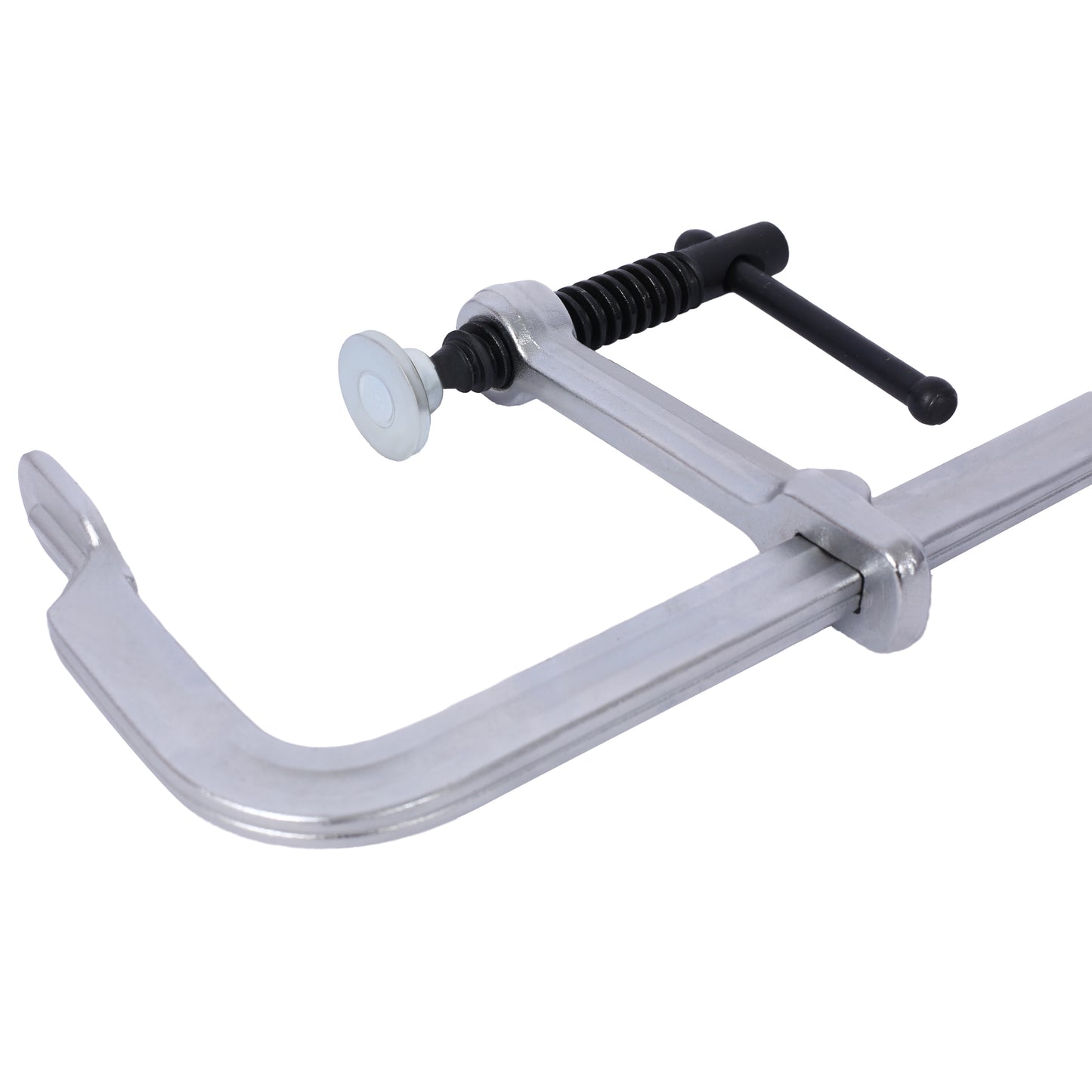 Heavyduty Cclamp with silver metallic finish and black handle for woodworking