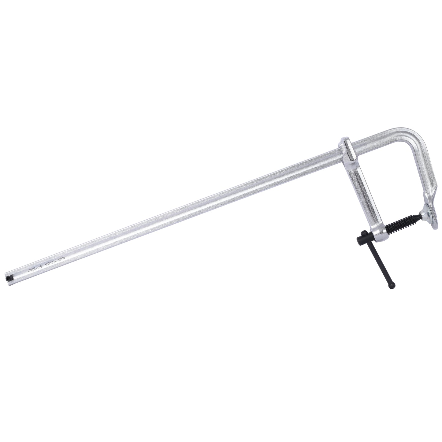 Heavy duty C clamp with threaded spindle and black handle for woodworking and metalworking