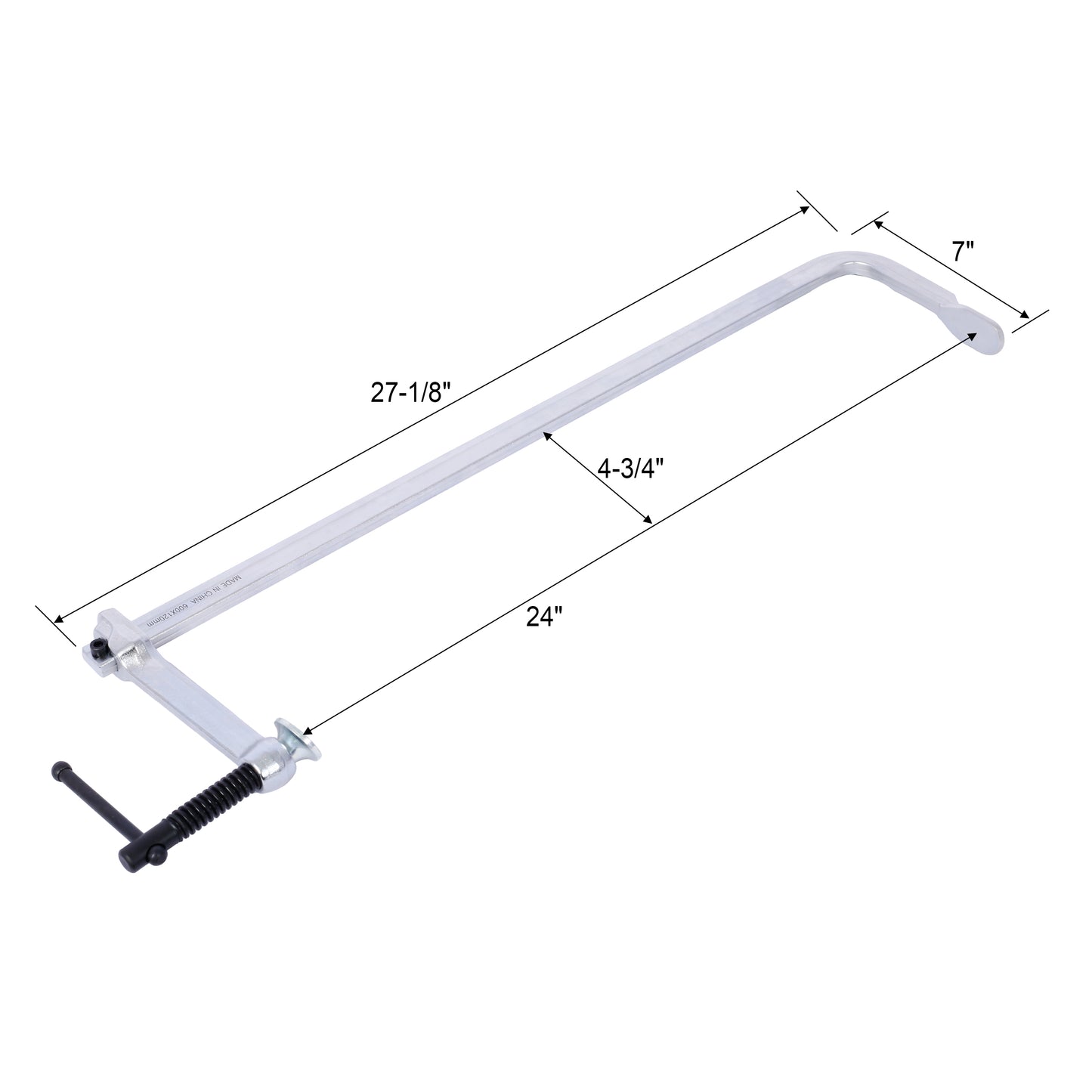 inch aluminum bar clamp with  inch throat depth and  inch jaw opening