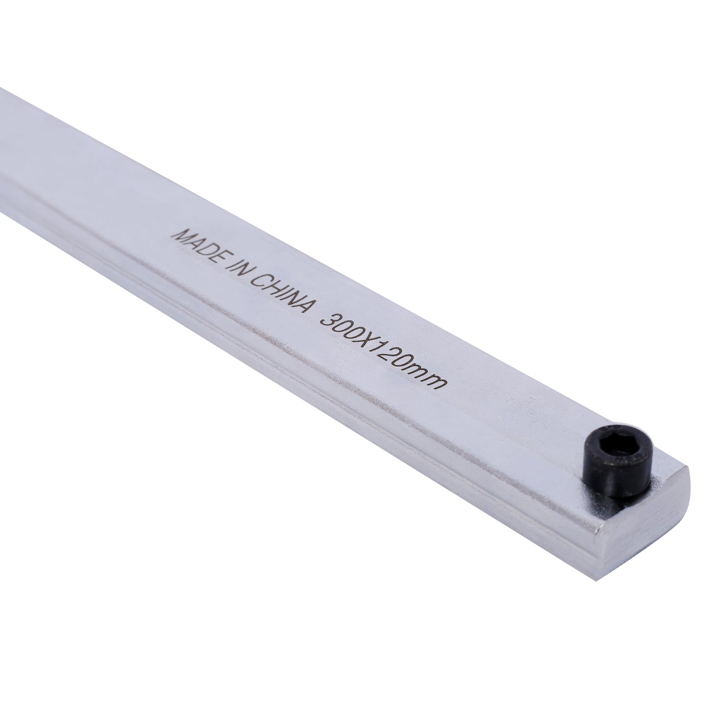 Chromeplated steel ruler xmm with hex screw detail