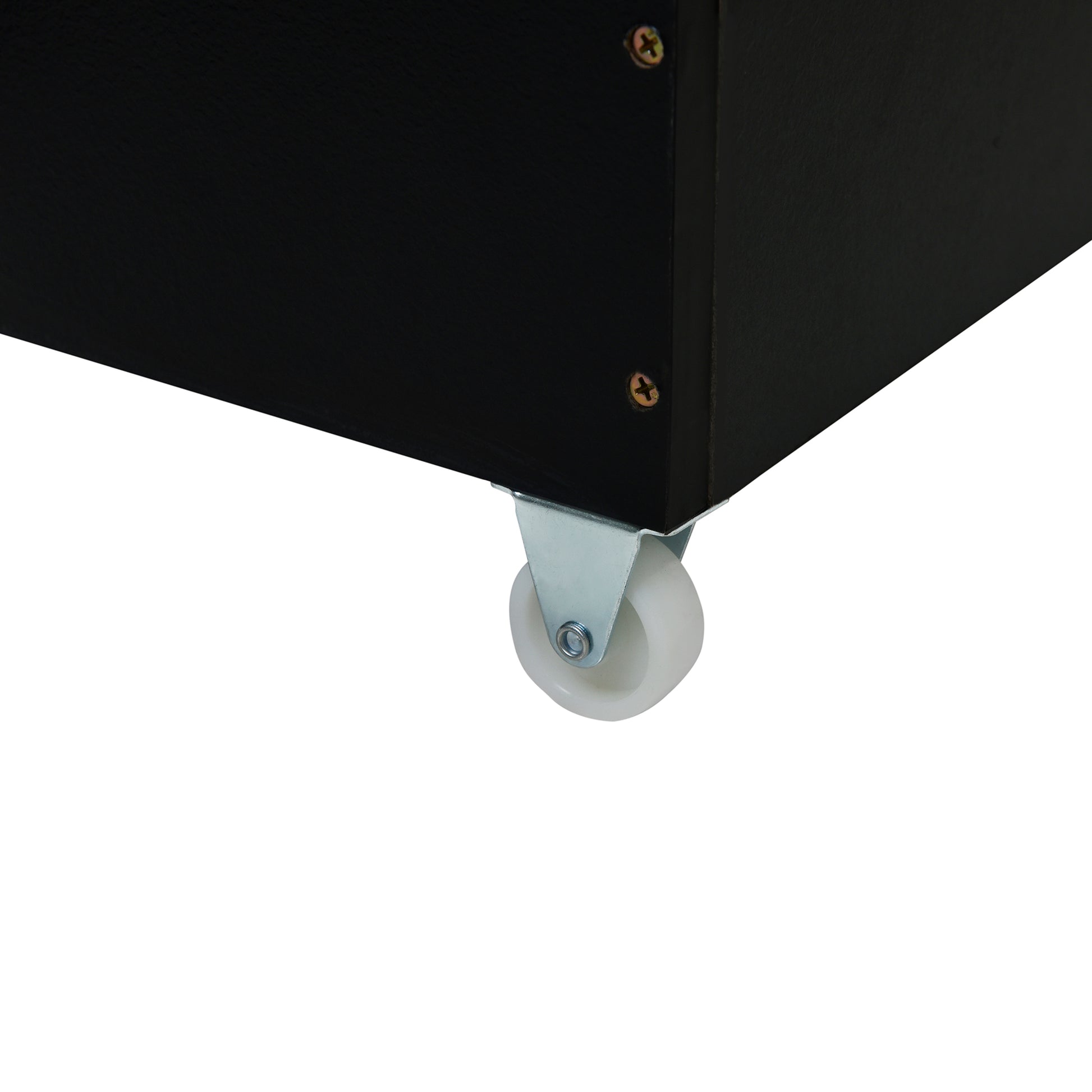 Black furniture with white caster wheel