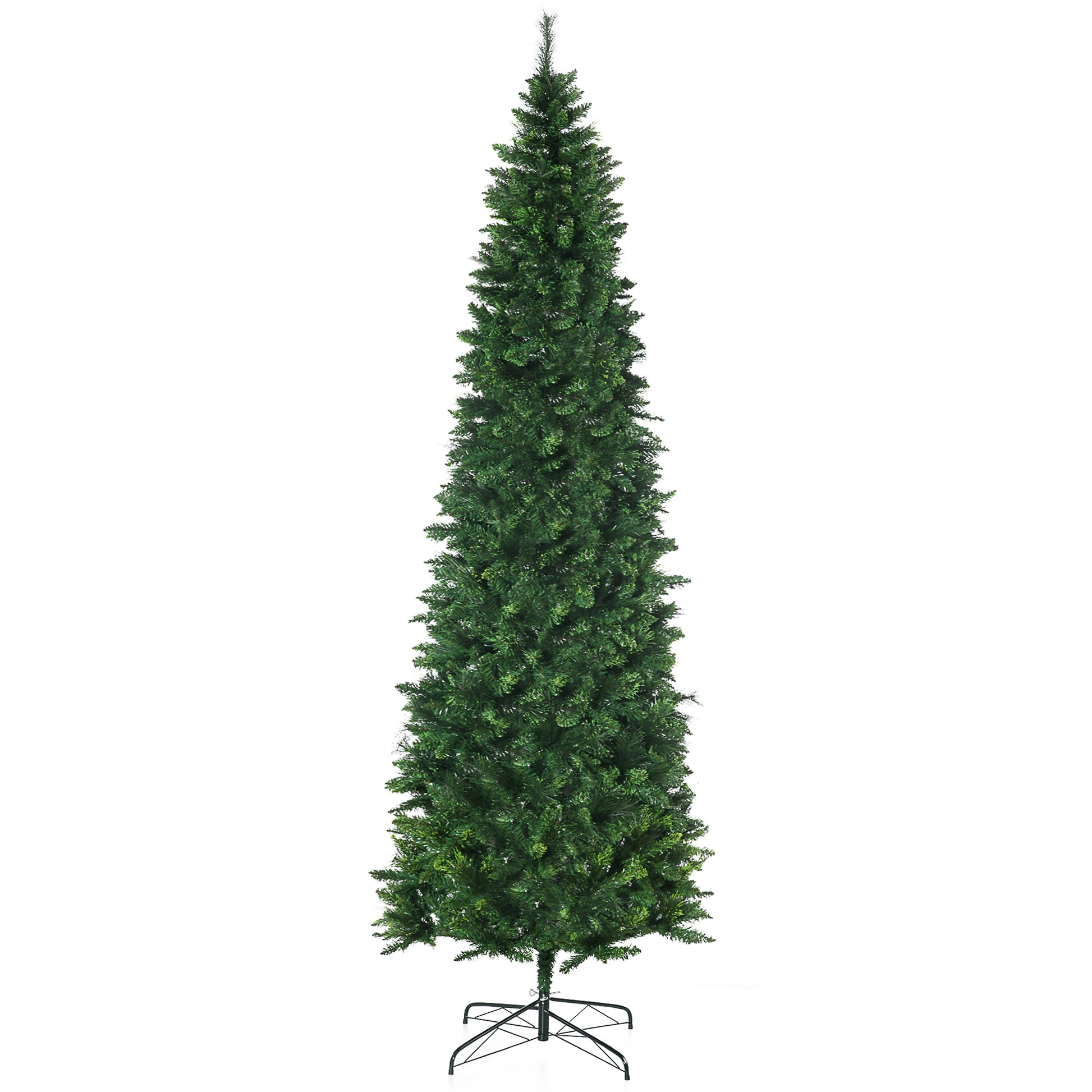 Slim artificial Christmas tree green PVC needles with metal stand ft tall