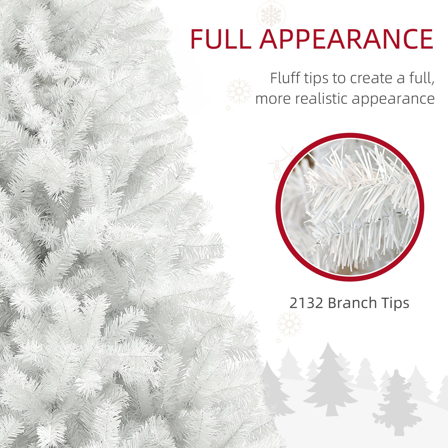 White artificial Christmas tree with lush branches and  tips