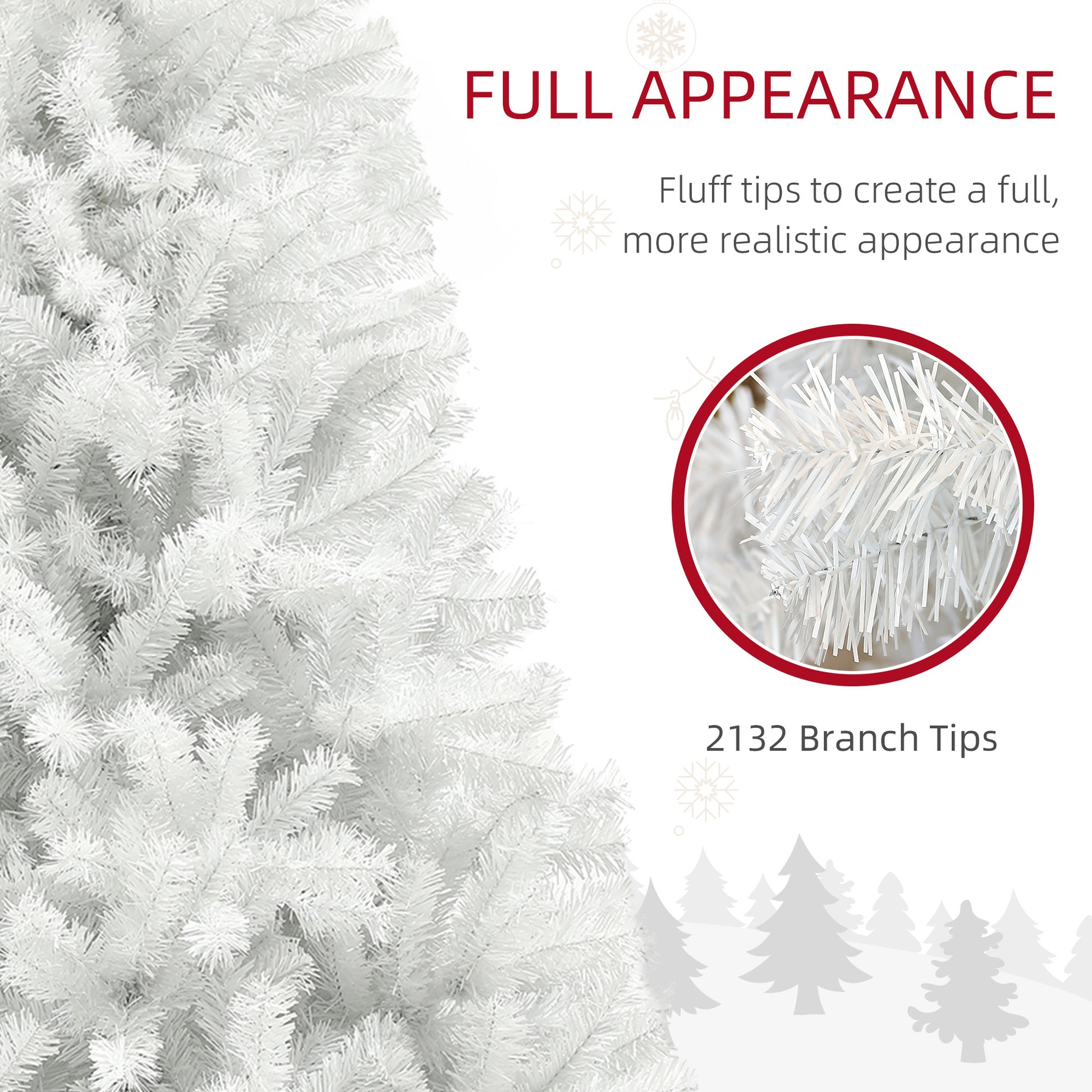 White artificial Christmas tree with lush branches and  tips