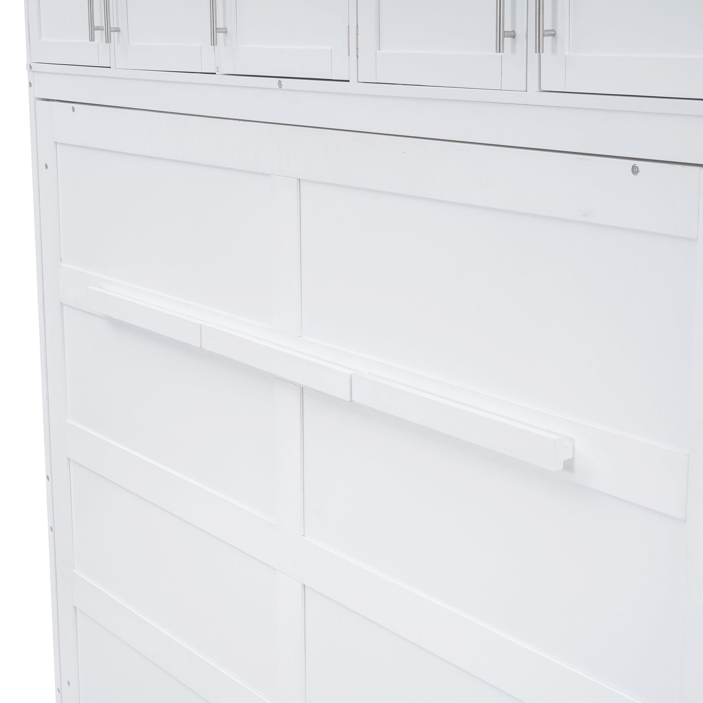 White shaker style cabinet doors with brushed nickel hardware