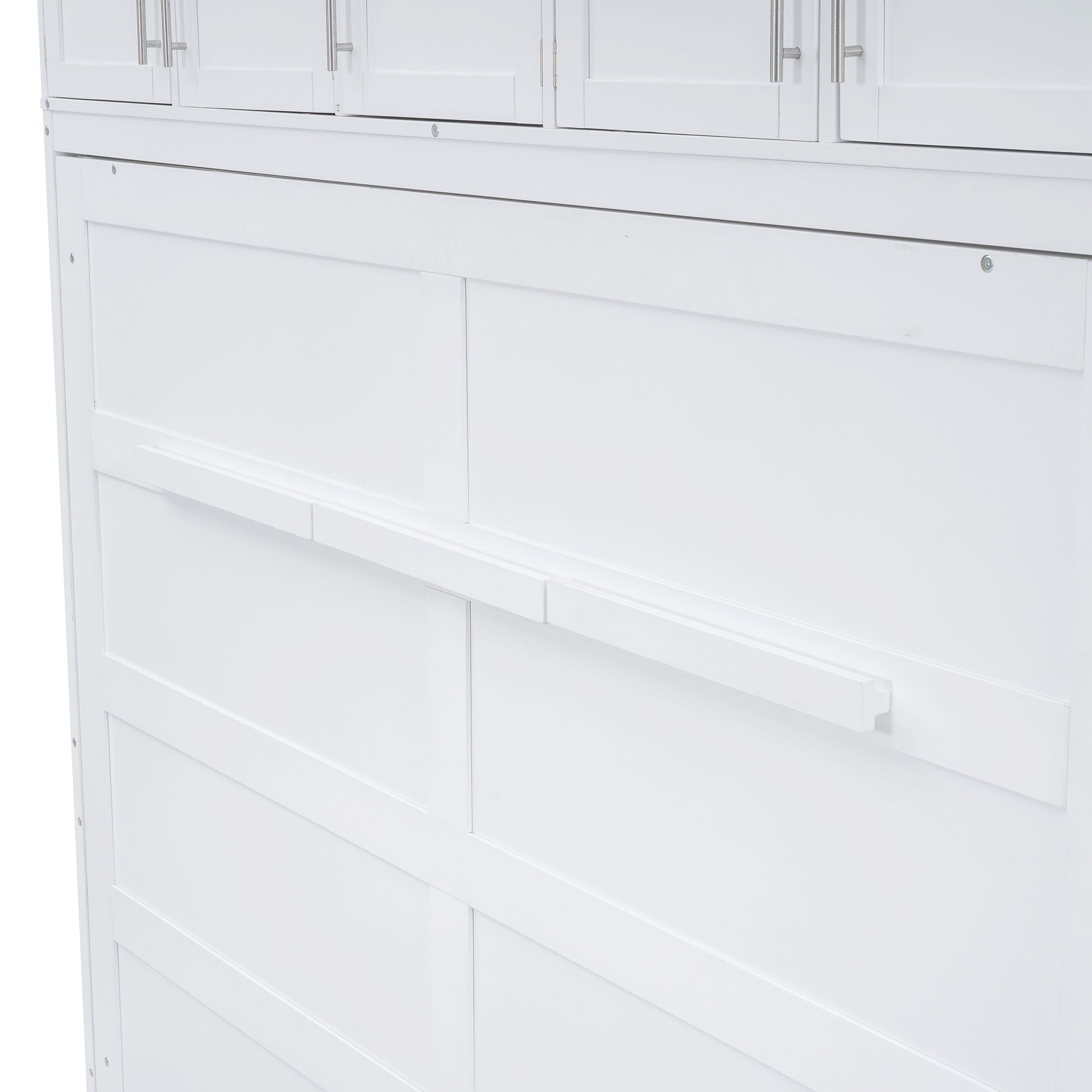 White shaker style cabinet doors with brushed nickel hardware