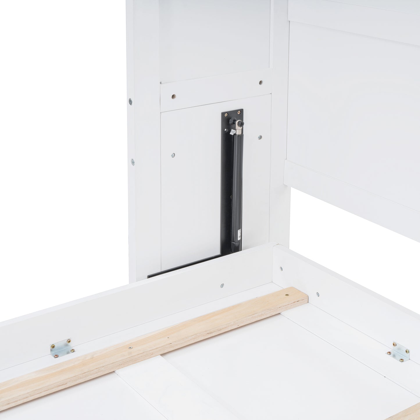 White twin bed frame with gas lift mechanism