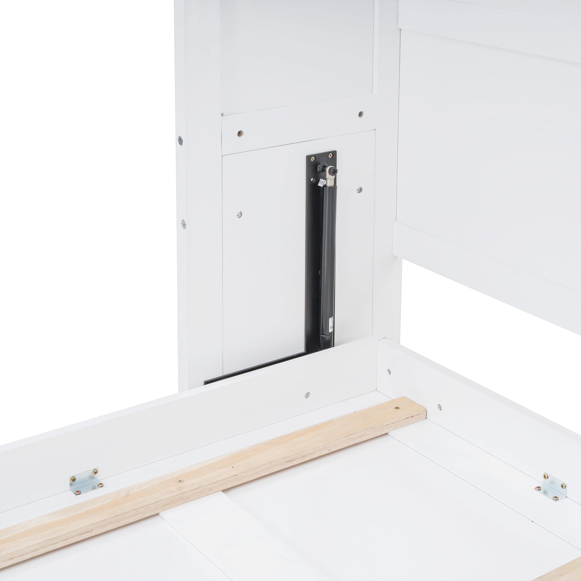 White twin bed frame with gas lift mechanism