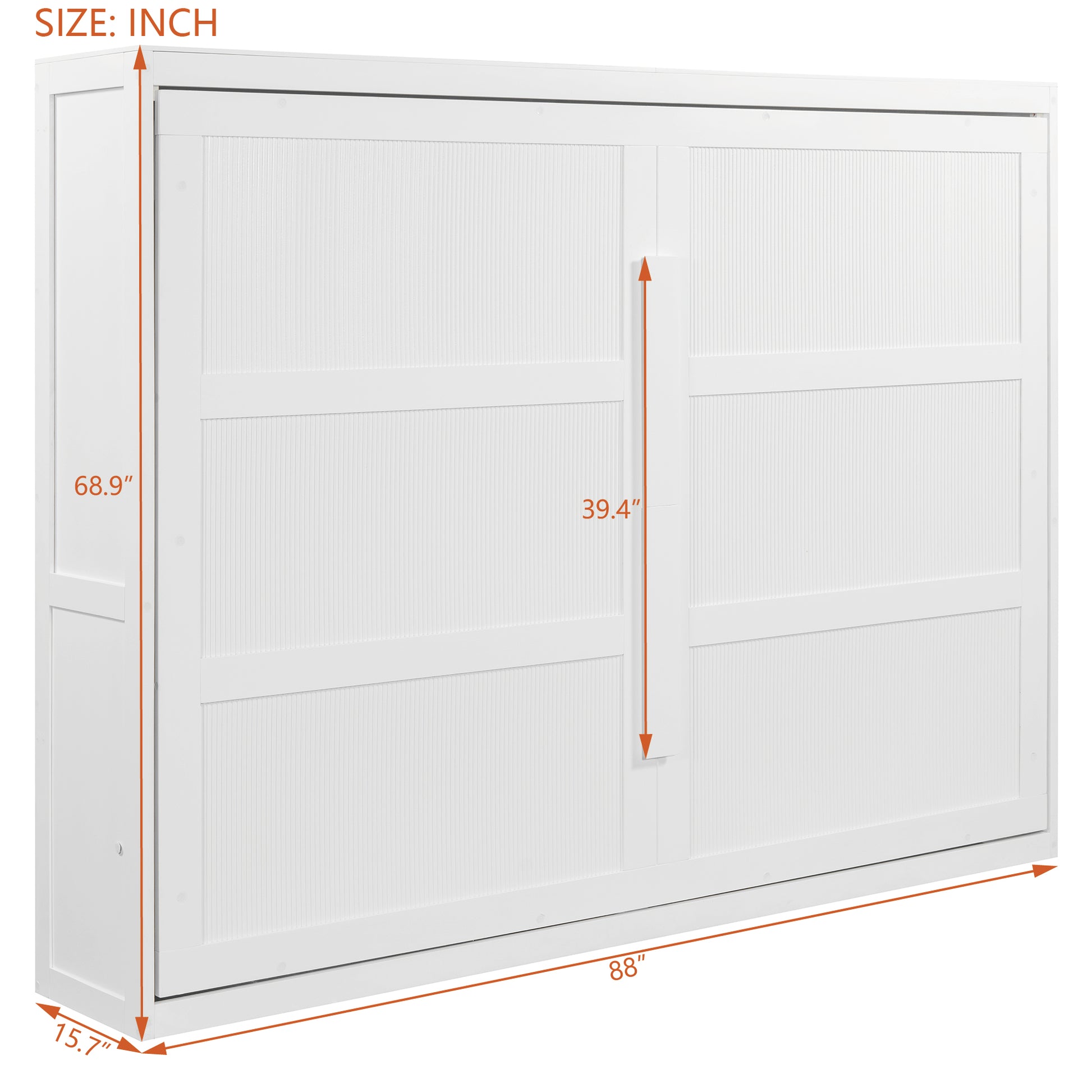 Closed white wall bed