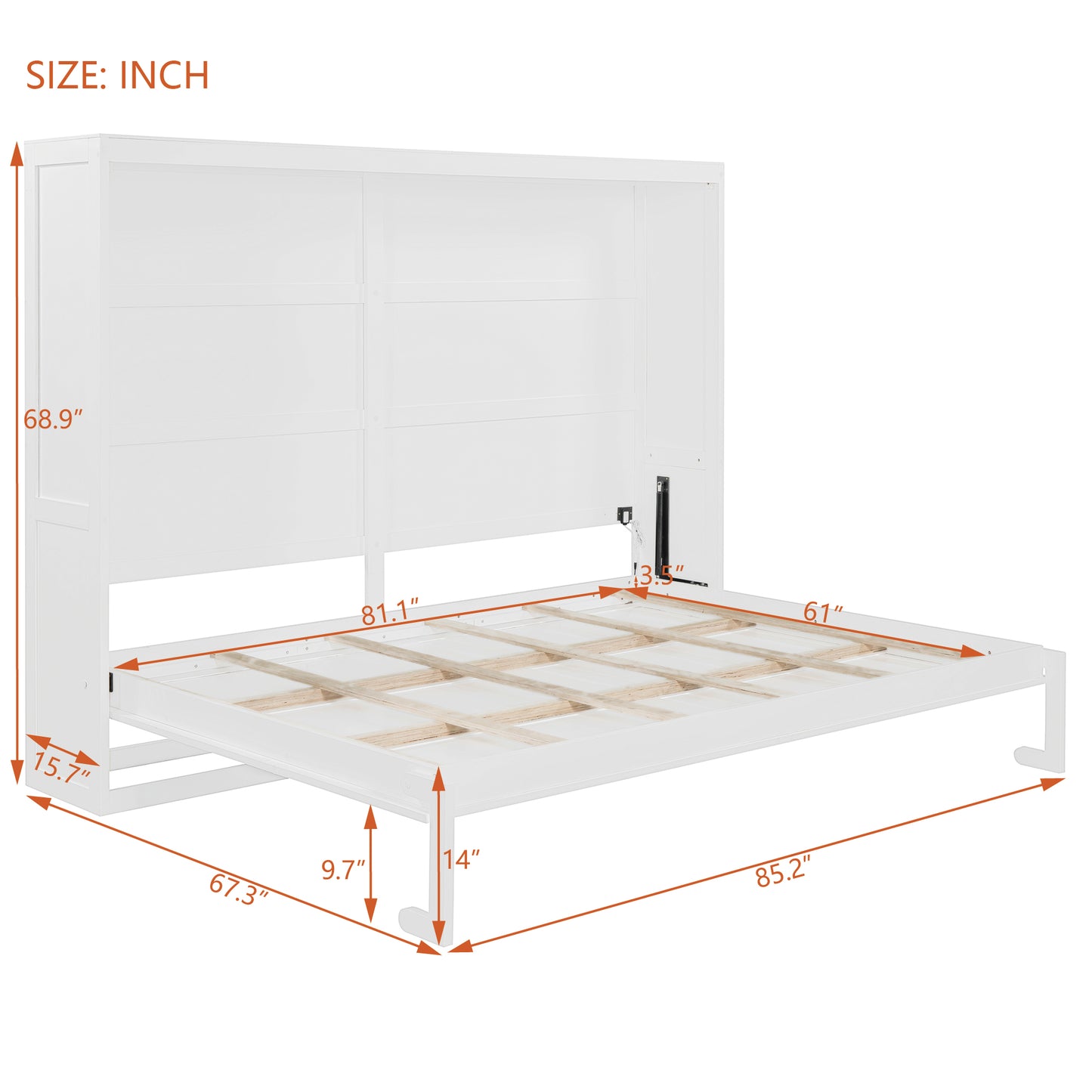 White Murphy bed frame