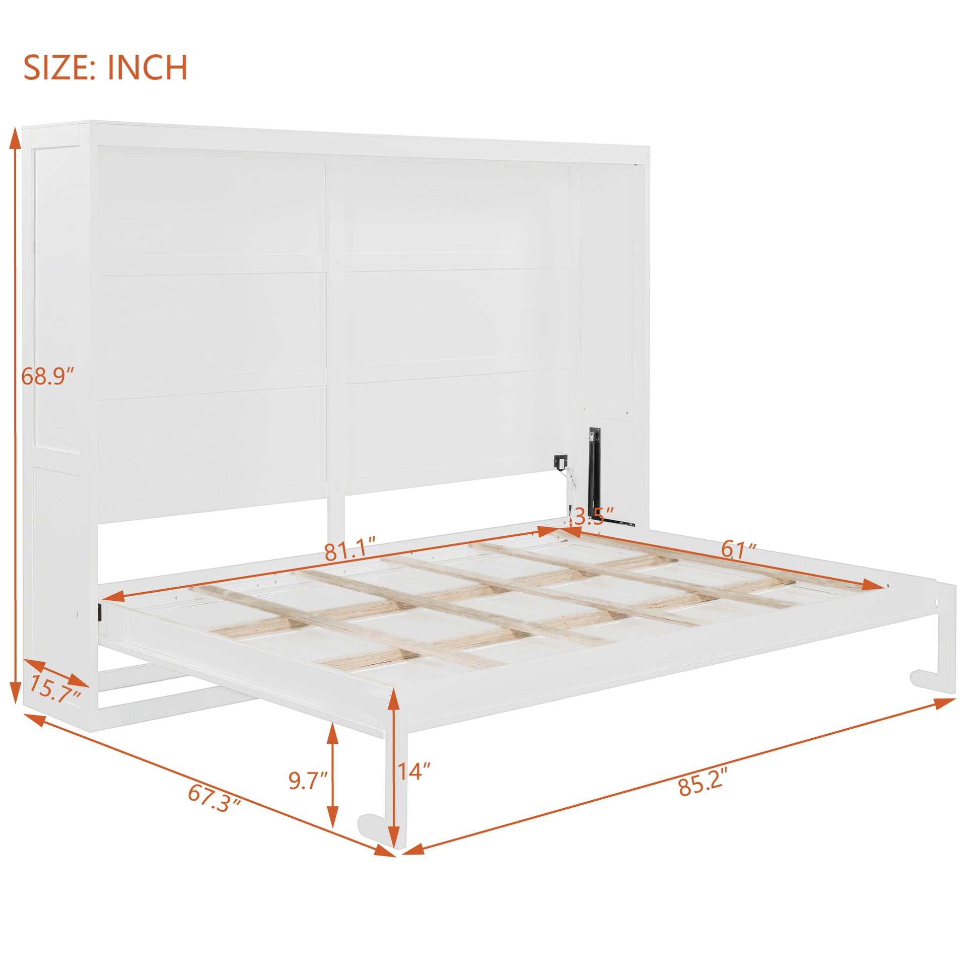 White Murphy bed frame