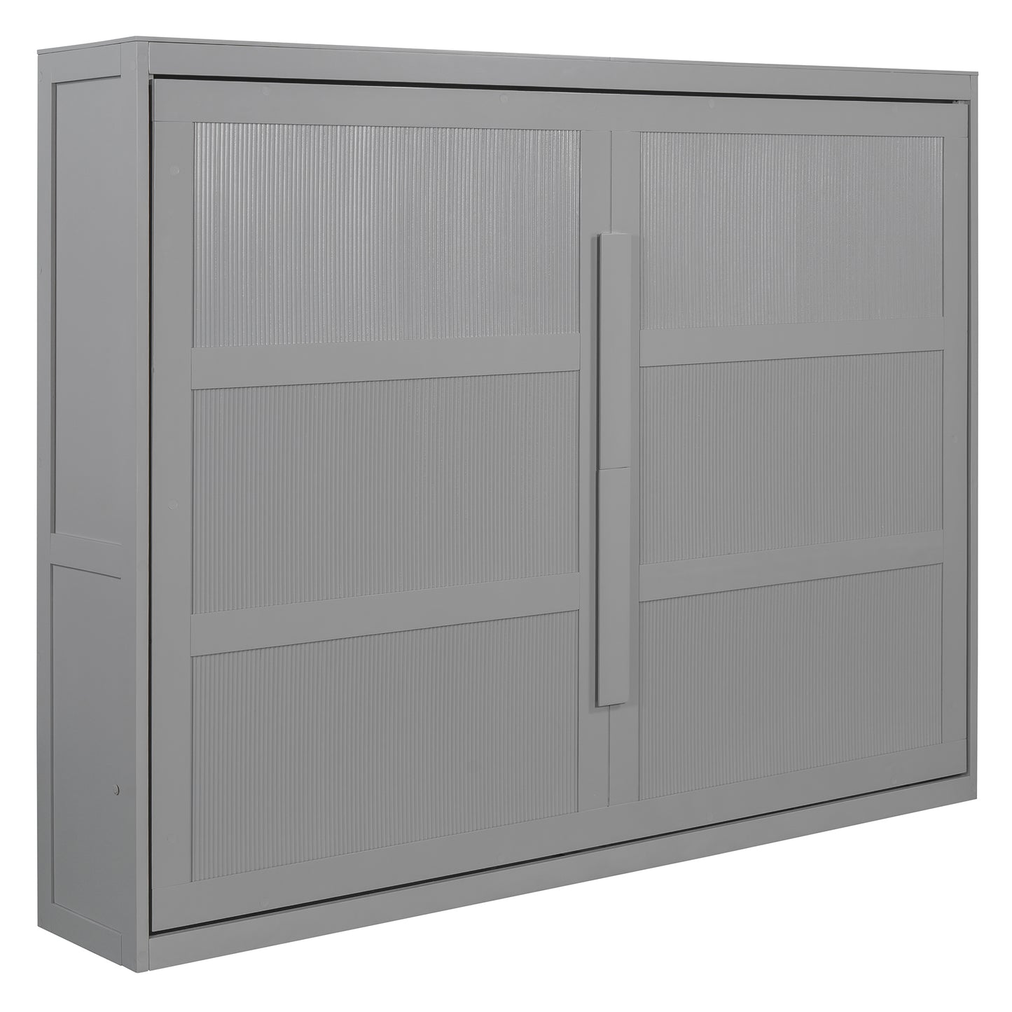 Gray modern murphy bed with textured door panels