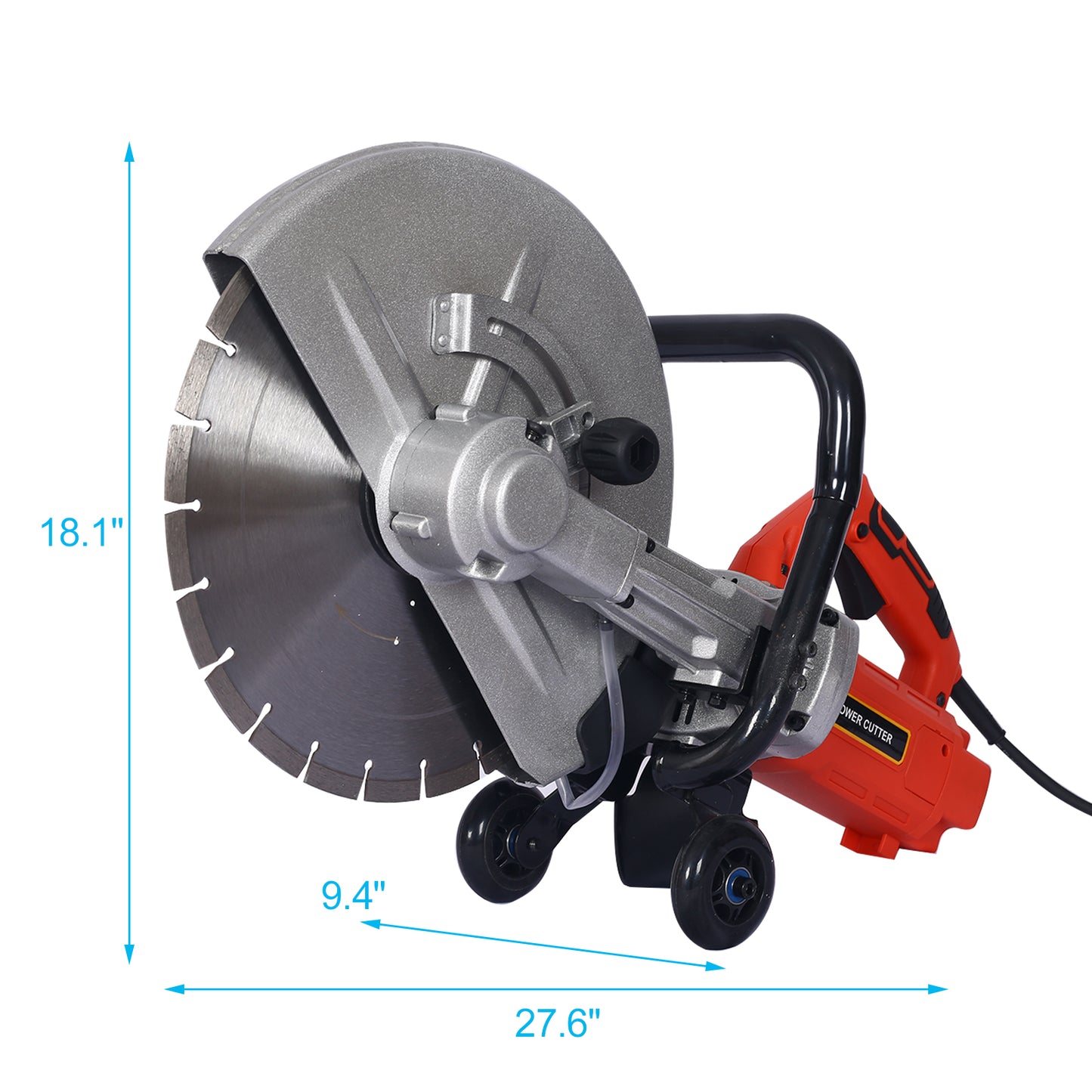 Powerful electric concrete saw with large diamond blade for heavyduty cutting jobs